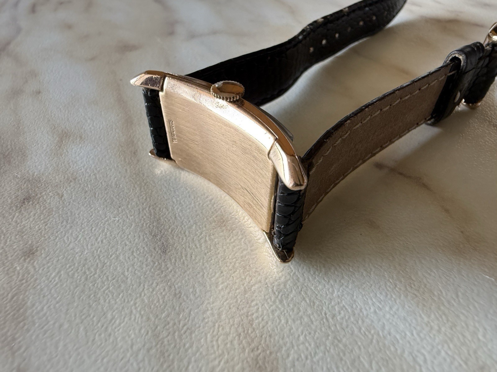 Gruen Curvex Precision Rectangular 14k Rose Gold. Rare and Shaped