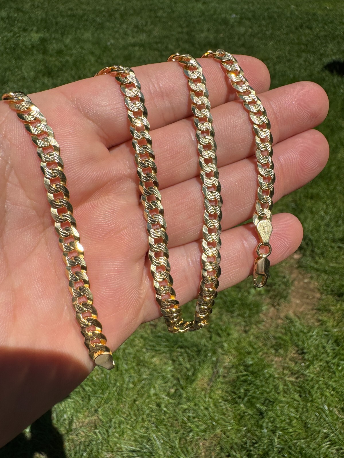 Men’s Cuban Chain Real 14k Gold Plated Solid 925 Silver Hip Hop ITALY 3-10.5mm