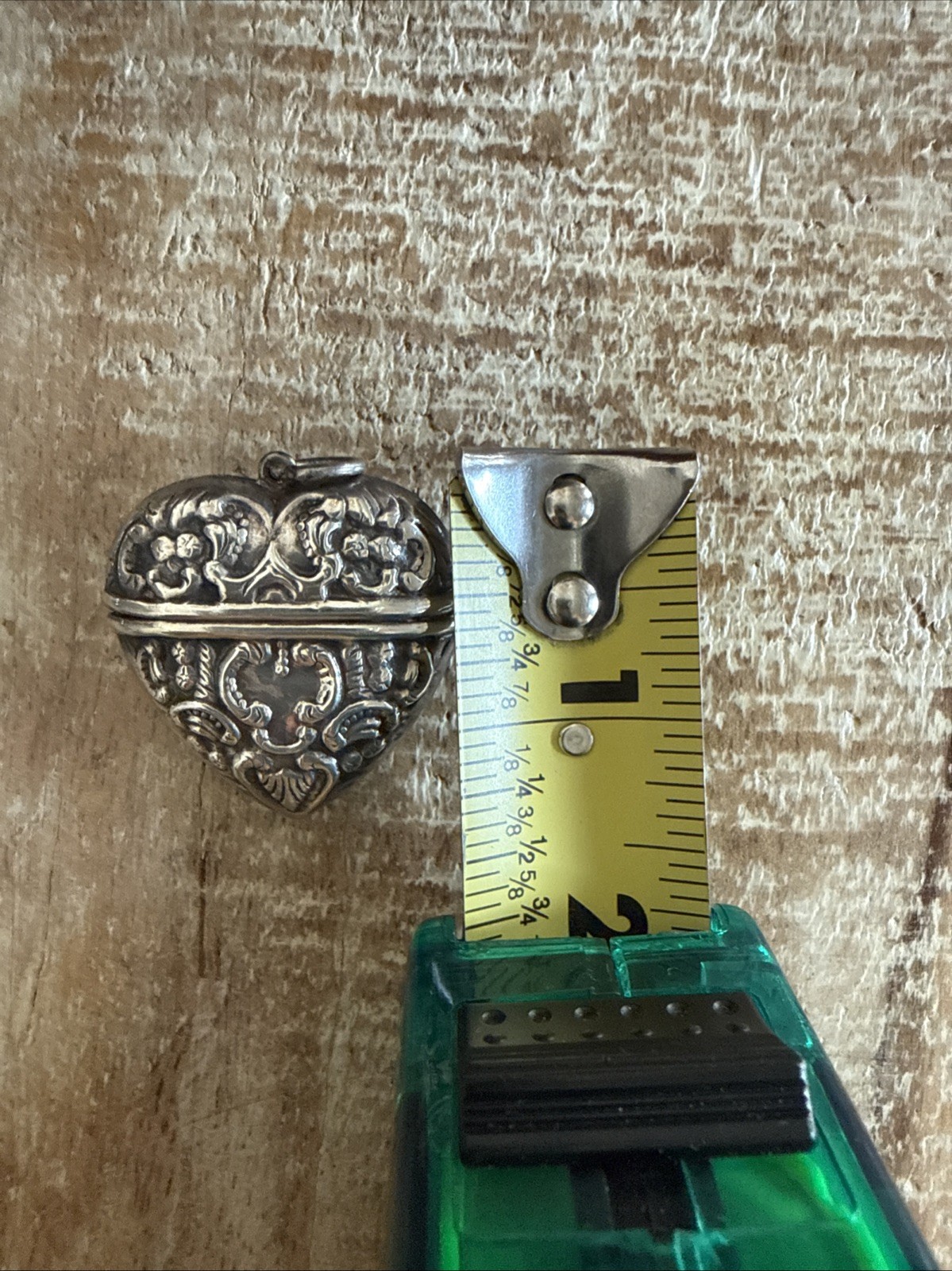 Sterling Silver Large Hinged Heart Repousse Vintage Pill Pendant Antique