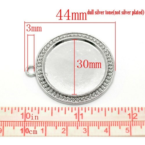 10pc 30mm Round Cabochon Base Setting Pendants Glamorous Silver Tone resin mold