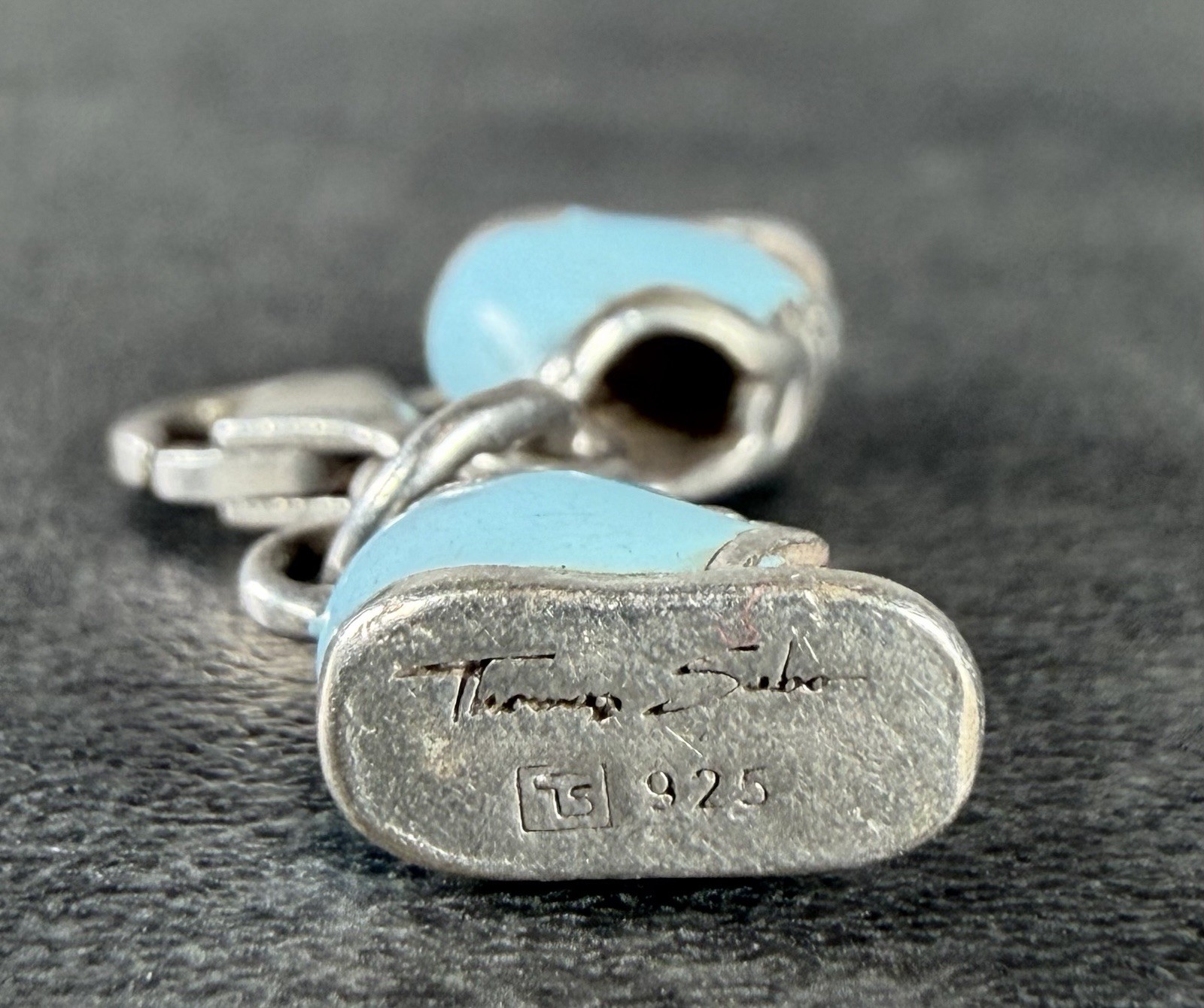 Thomas Sabo Charm Club 925 Blue Boy Baby Shoes Charm 2.6 Grams