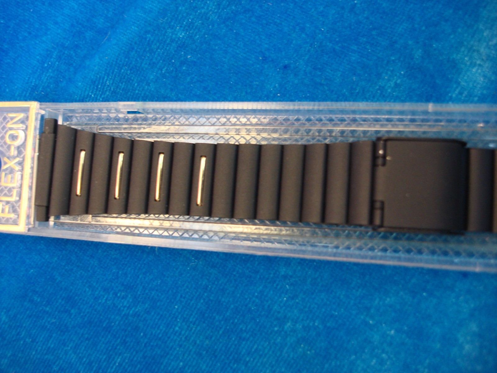 VINT. FLEX-ON BY KREISLER – BLACKENED STAINLESS WATCH BAND – NOS – 16- 22 MM