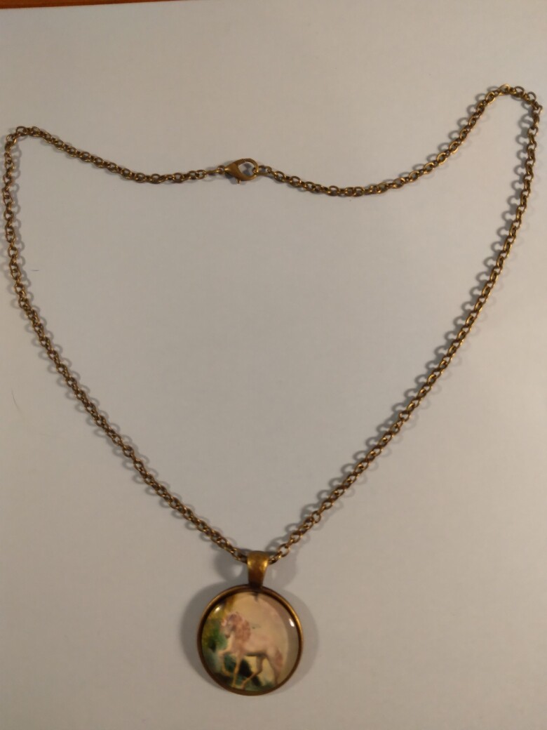 Unicorn pendant on 19 1/2 inch Bronze necklace 248894