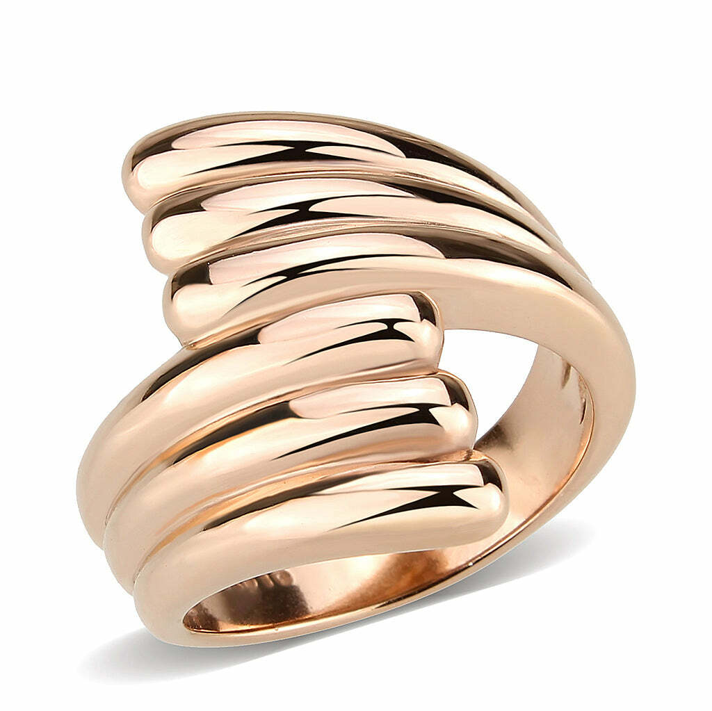 TK3800 – IP Rose Gold(Ion Plating) Stainless Steel Ring with NoStone in No Stone