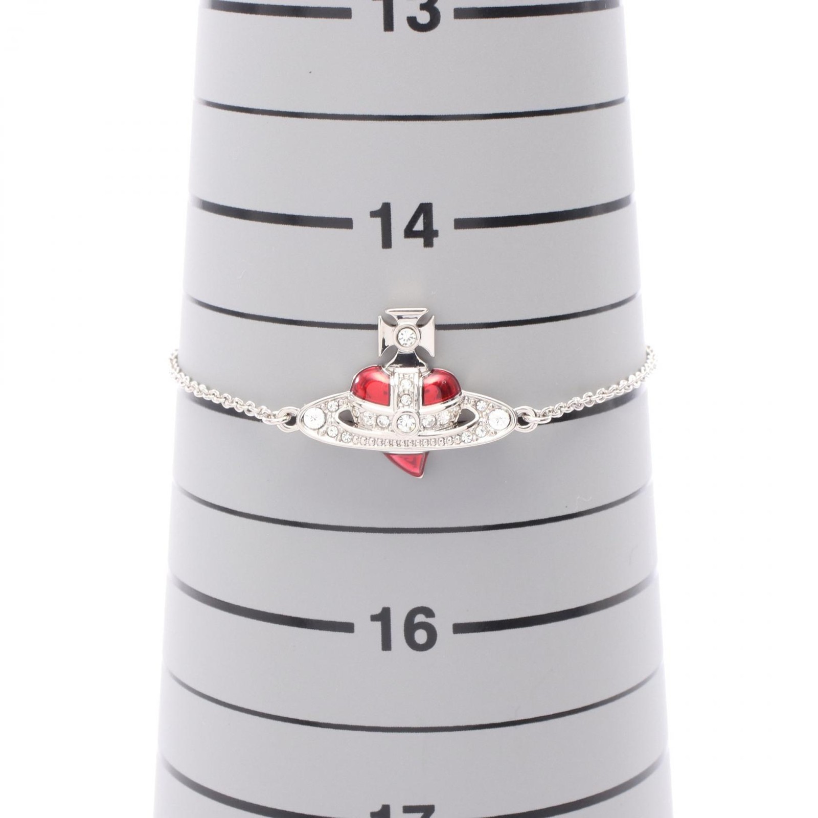 Vivienne Westwood NEW DIAMANTE HEART Bracelet Stainless Steel Rhinestone Red NEW