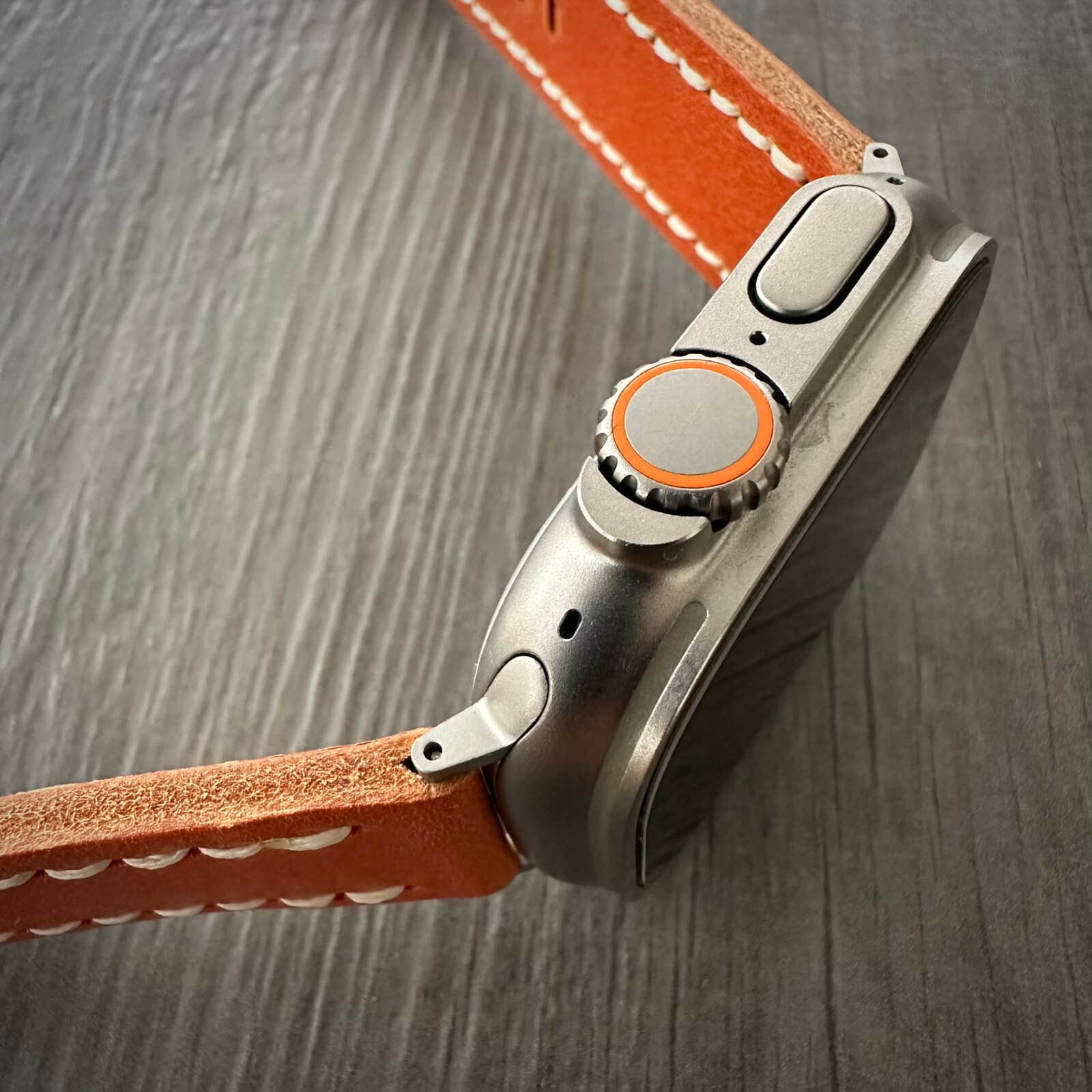 Vintage Orange Leather Watch Strap Band For Apple watch Ultra 1 2 49mm