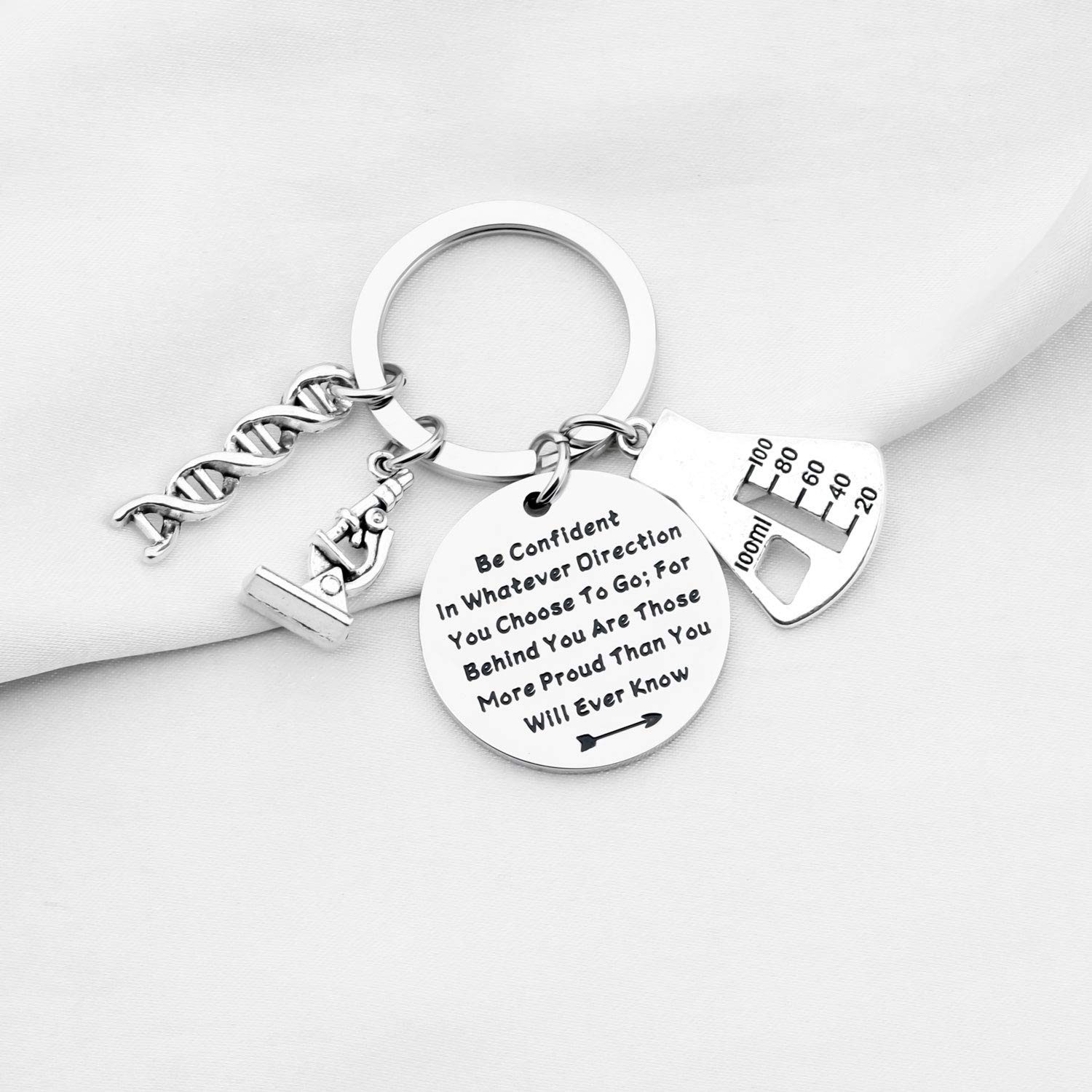 DNA Double Helix Charm Microscope Charm Keychain Chemistry Biology Gift Be Confi