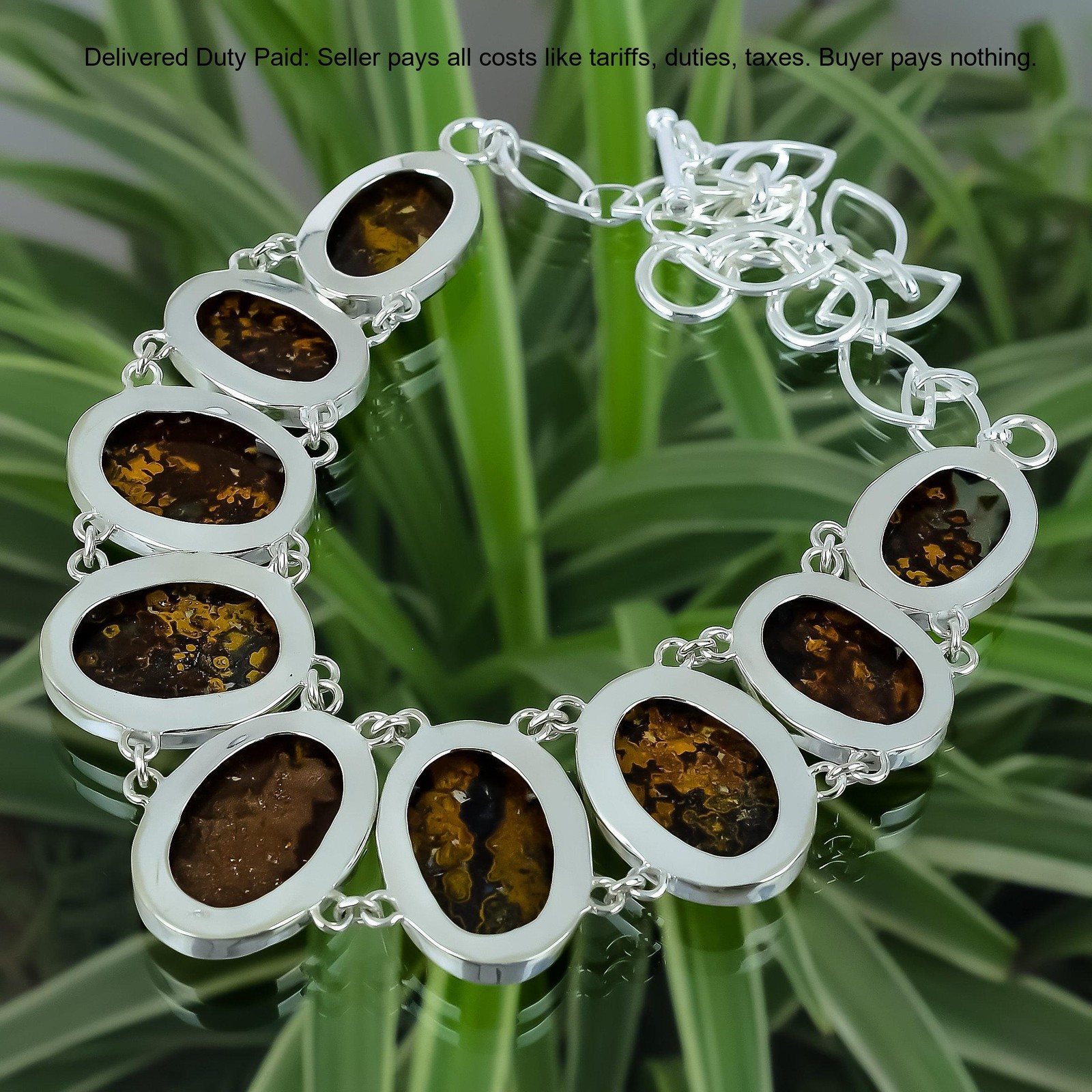 Oval Mariam Jasper Stone 925 Sterling Silver Chain Anniversary Necklace Jewelry