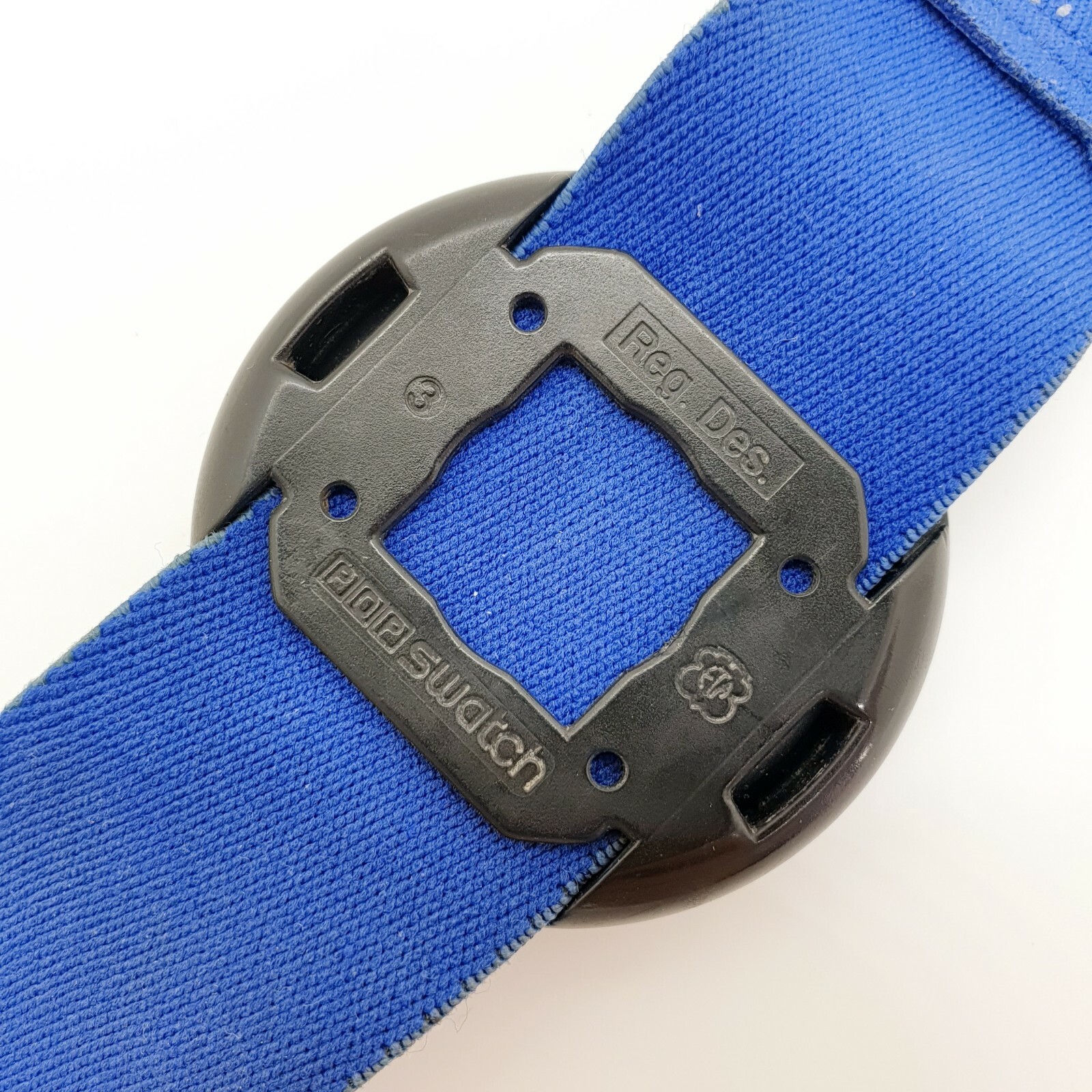 1990 Rare Pop Swatch Watch Black Dots Seconds Hand no Lume Blue Pop Strap 90s