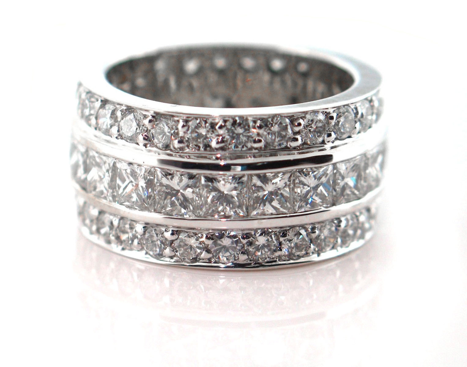 7.71 CT Natural Princess & Round Brilliant Diamond Eternity Band VS/G White Gold