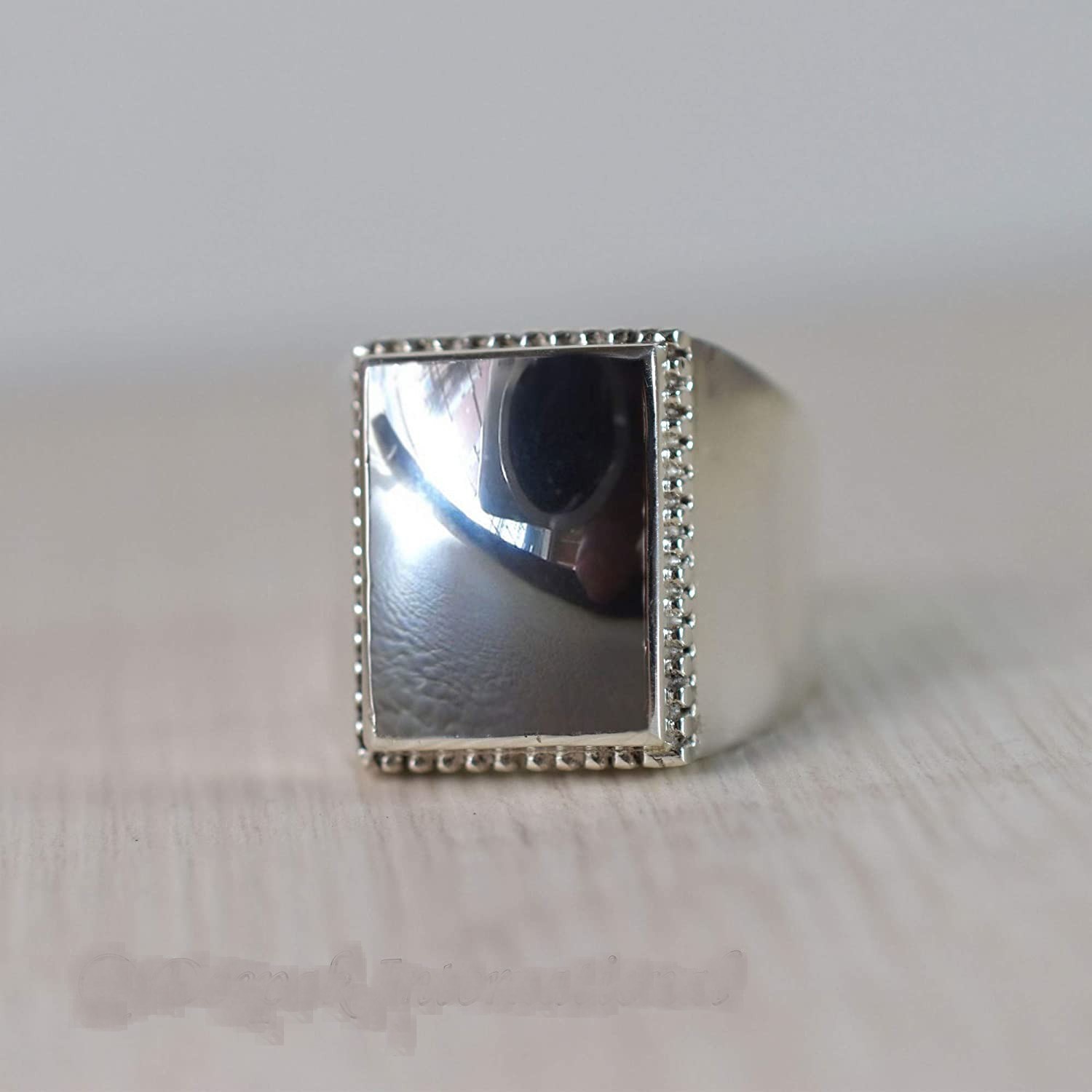 Solid 925 Sterling Silver Natural Black Hematite Gemstone Gift Men’s Unisex Ring