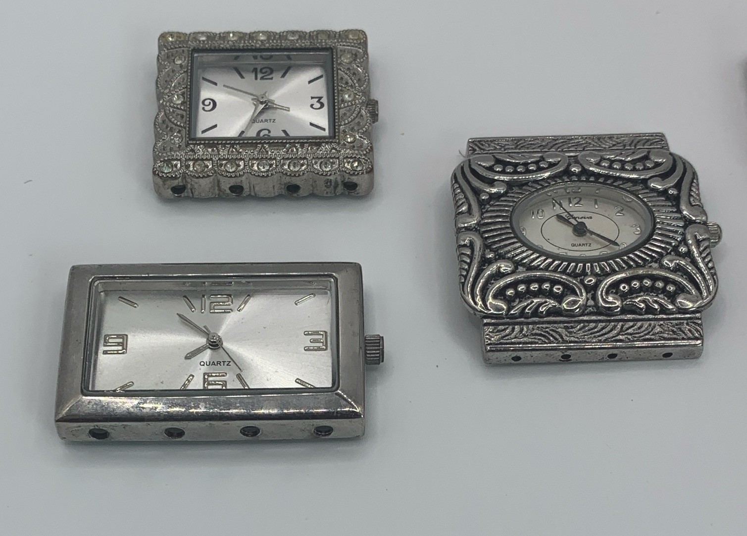 Geneva Lot of 5 Women’s Silver Clip Quartz Watches 24-27.9mm Rectangle
