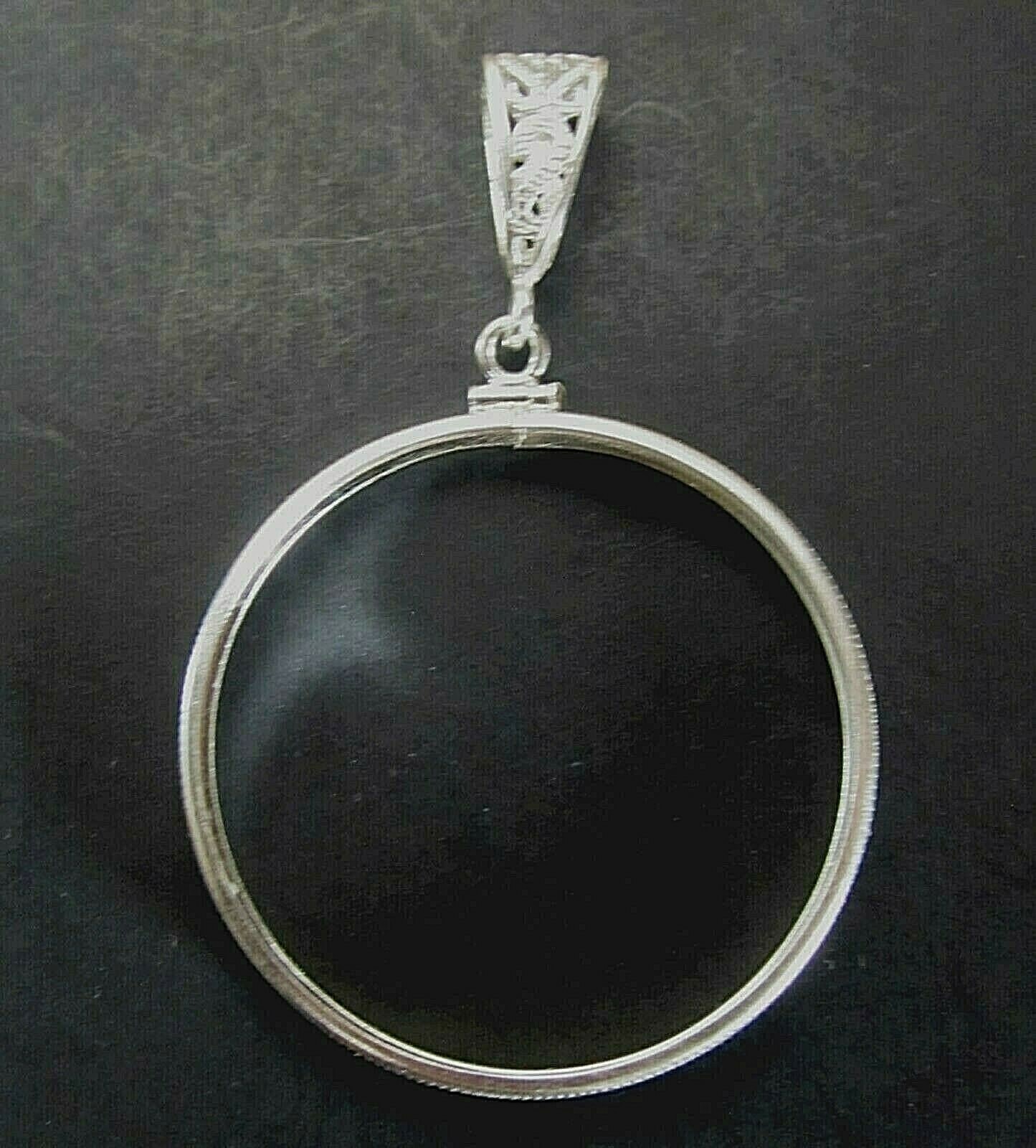 Coin Bezel 1 Ounce 39mm Fine Silver Round Sterling Silver Medium Filigree Bail