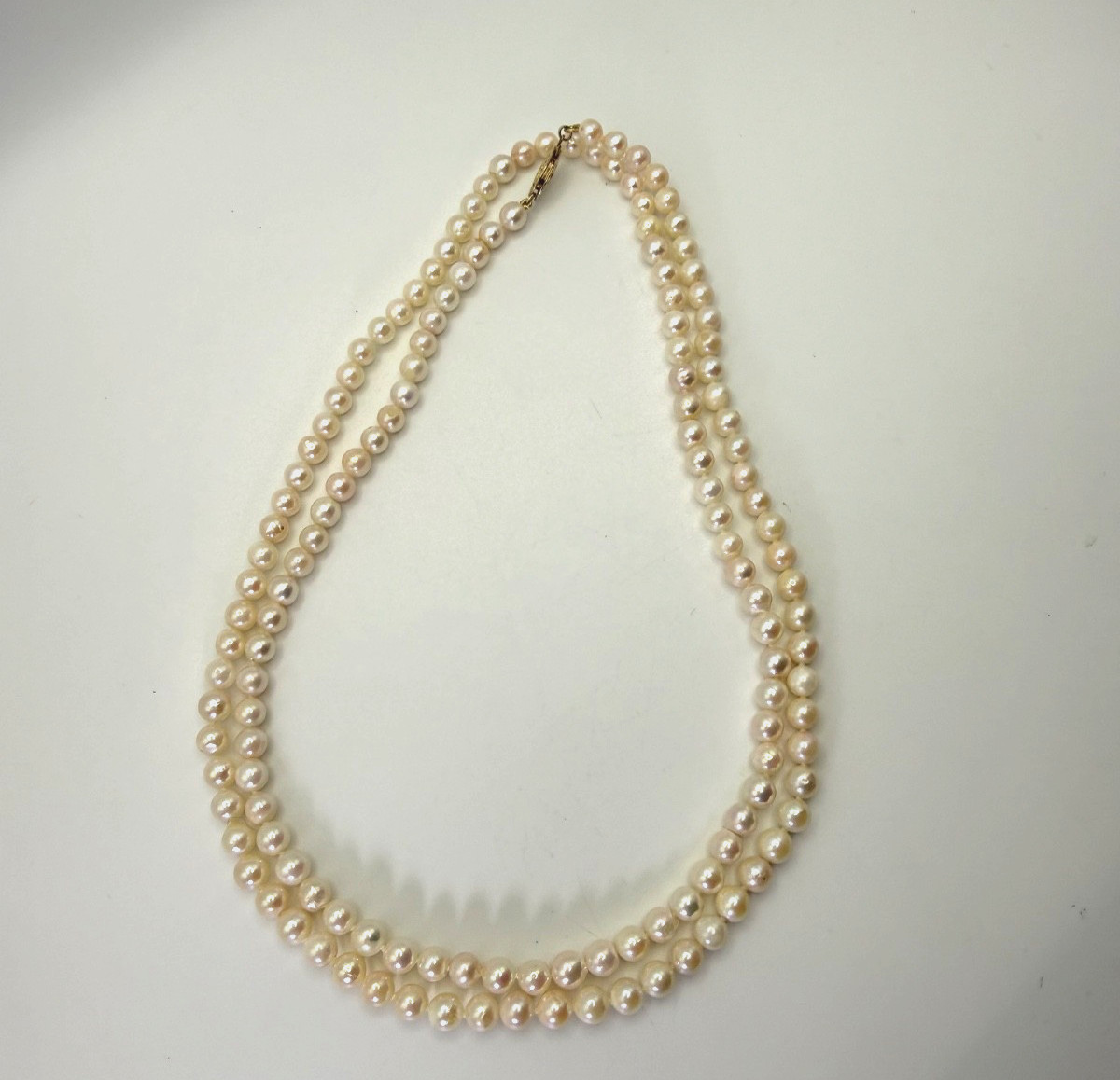 Freshwater Pearl Long Necklace White Cream Pearls 14K/20 Gold Filled Clasp