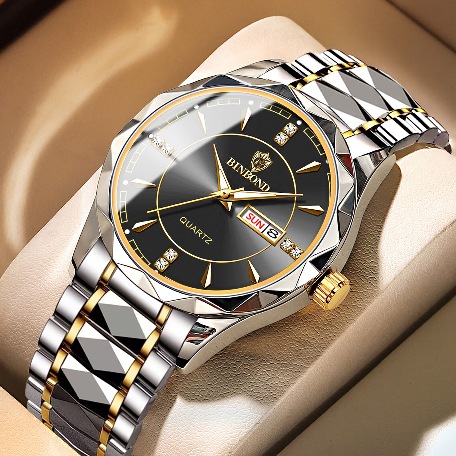 Men Quartz Watch Stainless Steel Waterproof Luminous Classic Business Wristwatch