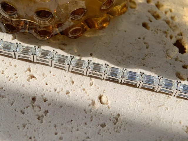 Emerald 10CT Silver Lab Created Diamond 7″ Tennis Bracelet 14k White Gold Plated