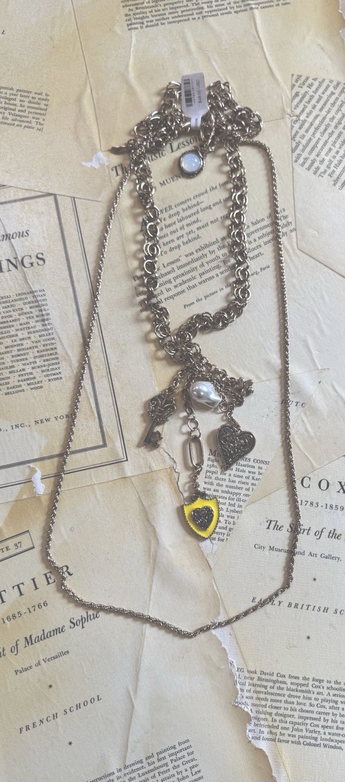 Free People Tate Layer Necklace Adjustable Clasp Closure Dangly Charms Gold NWT