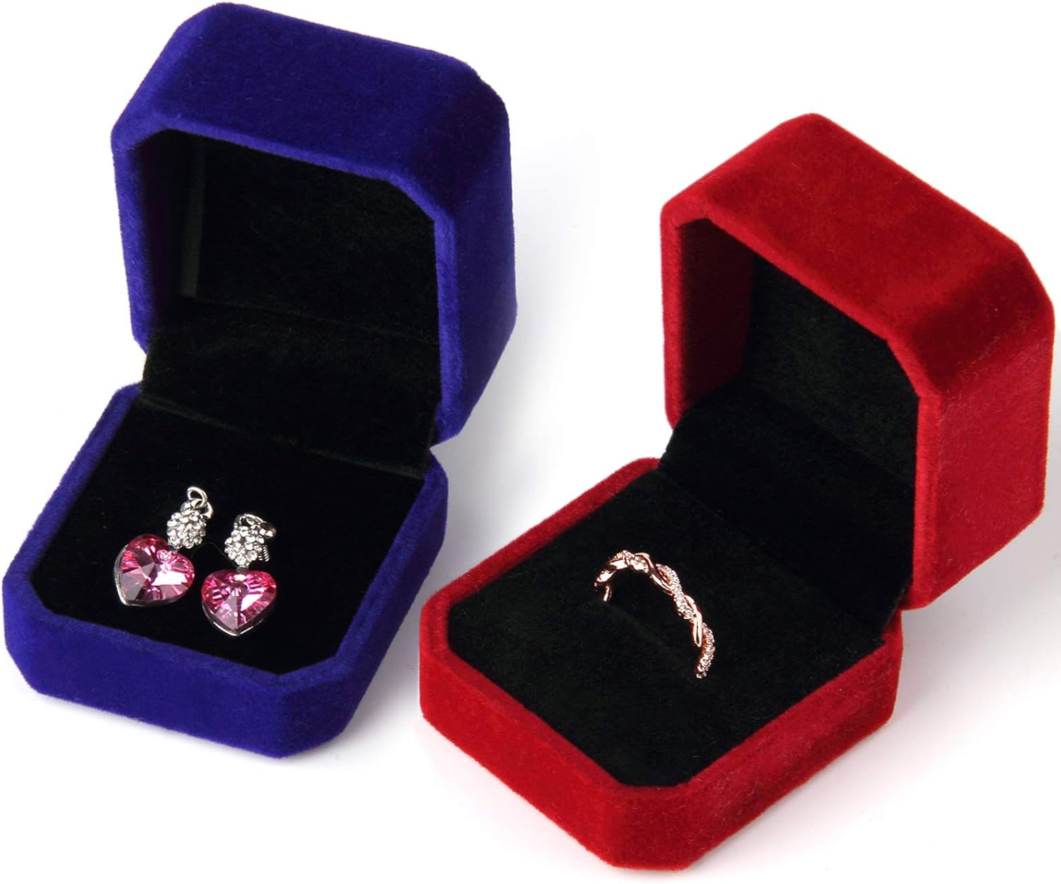 9Pcs Velvet Ring Box Earring Box Jewelry Gift Box Assorted Color