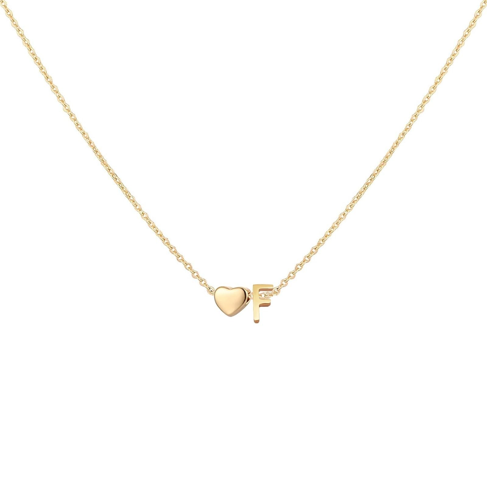 Glimmerst Initial Heart Necklace 18K Gold Plated Personalized Jewelry