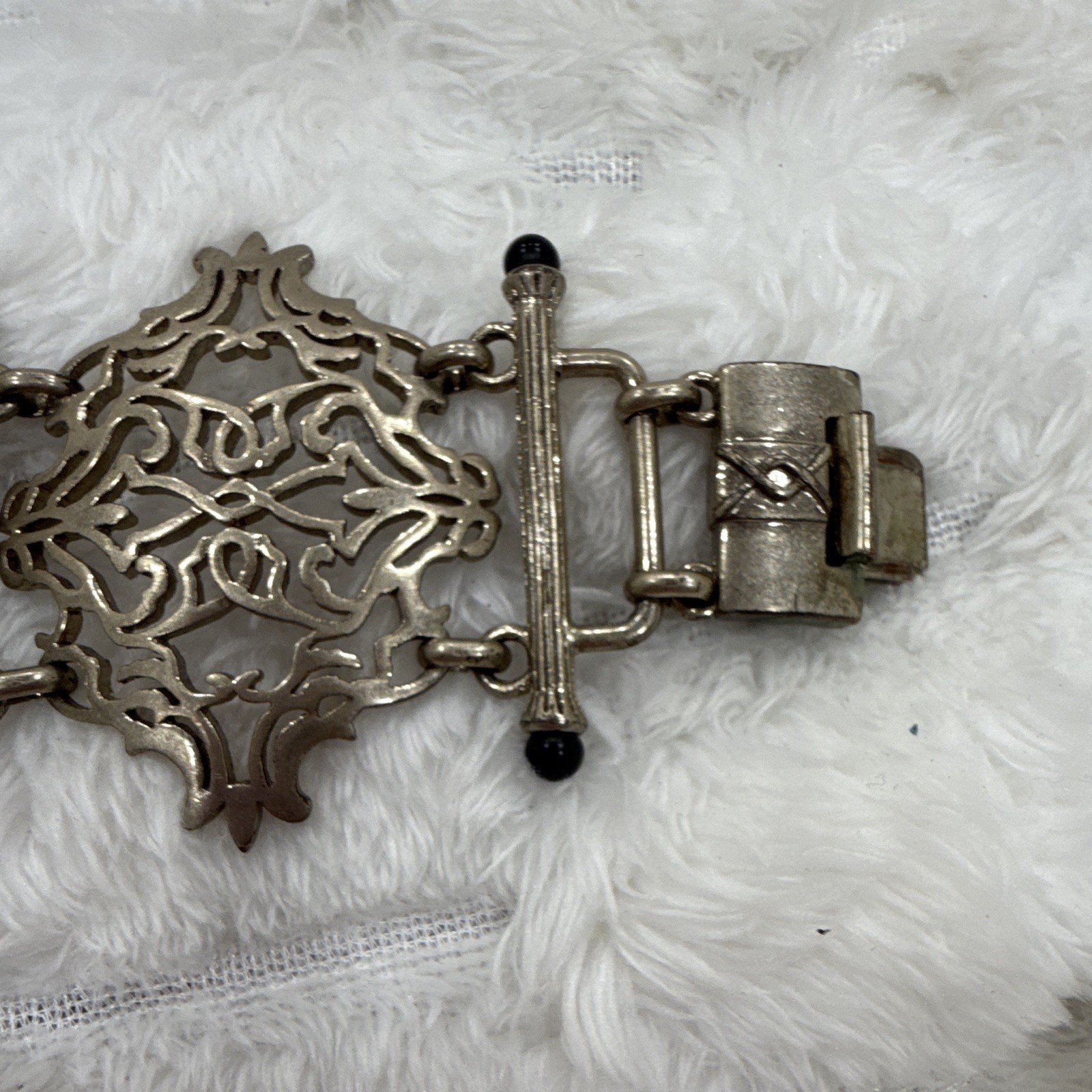 Vintage KCR Silver Tone Oval Link Bracelet – Box Clasp Signed Approx 7 in