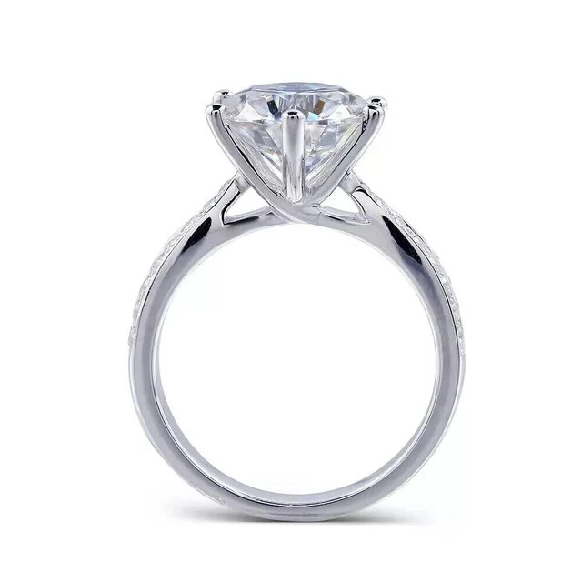3Ct Round Cut Moissanite Women’s Solitaire Engagement Ring 14K White Gold Plated