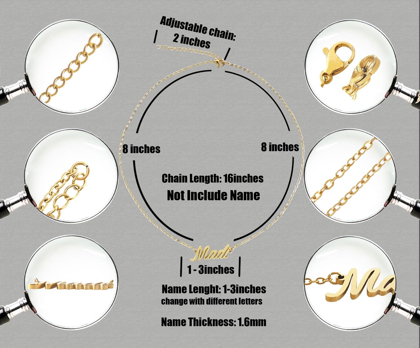 18k Gold Plated Liv Name Necklace Womens Nameplate Charm Necklaces Stainless Ste