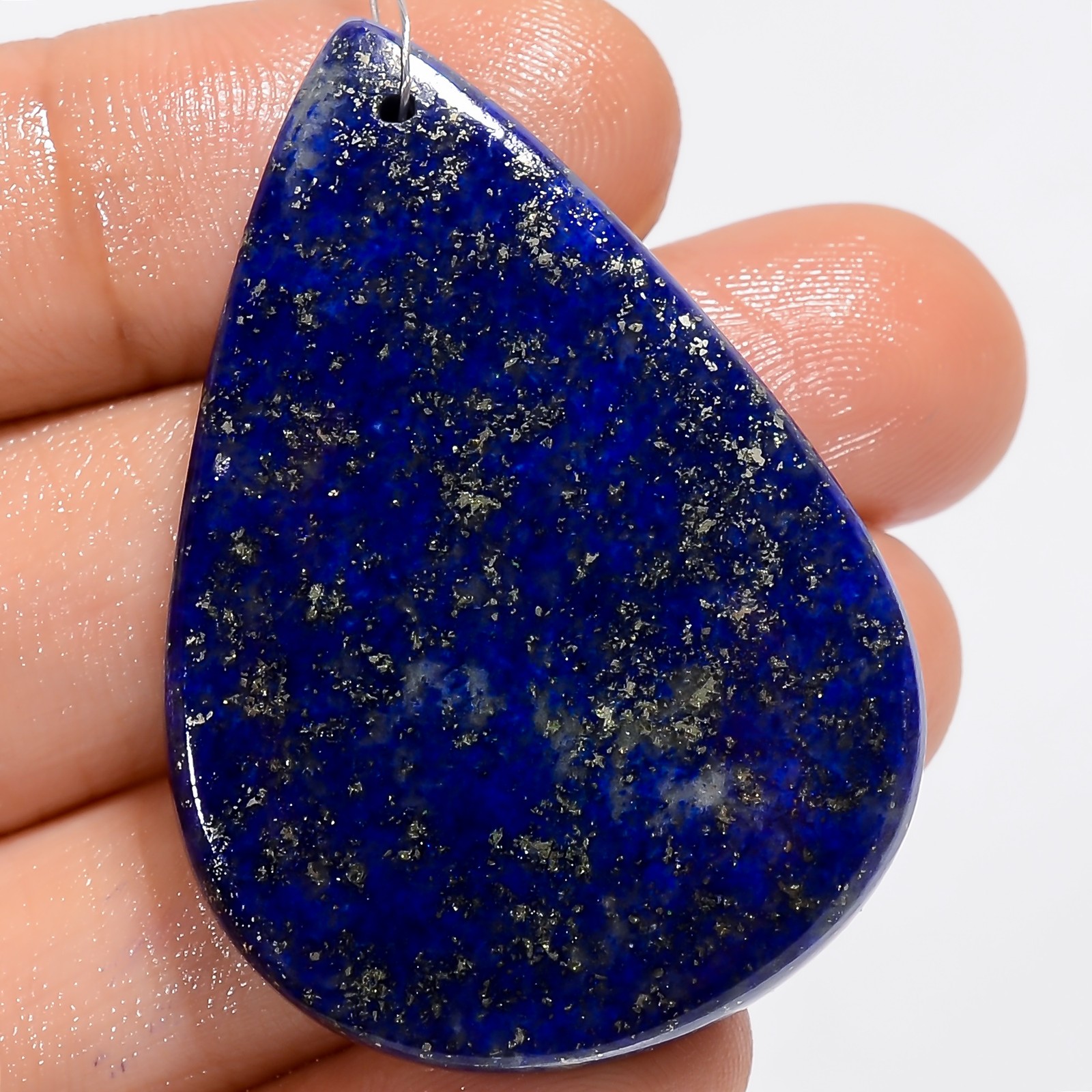 Natural Lapis Lazuli Pear Cabochon Drilled Gemstone 65.5 Ct. 42X29X5 mm A-32654