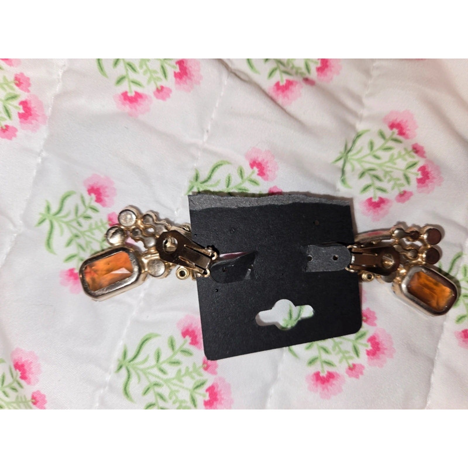 Vintage Julianna Amber and glass clip on Earrings