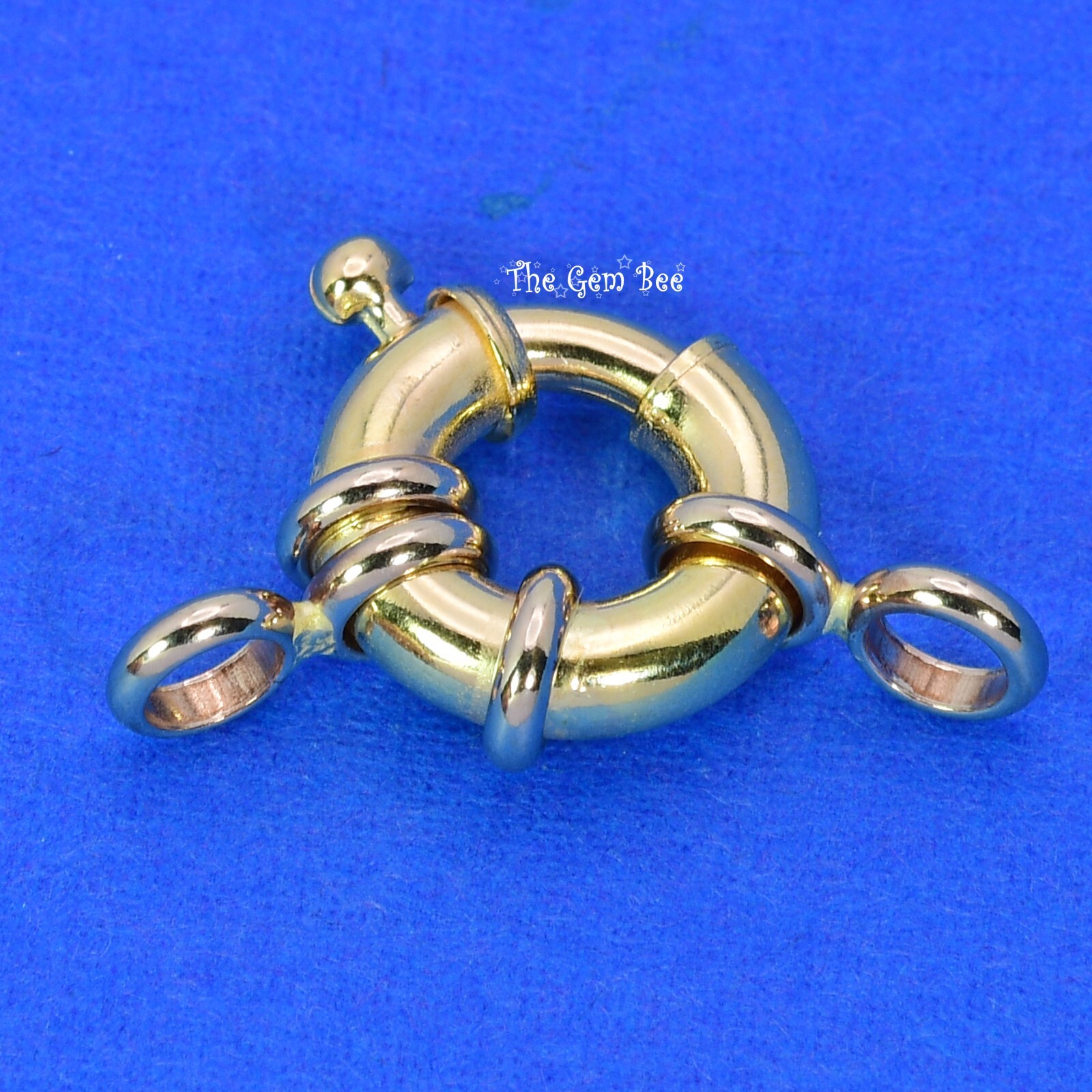 12.9MM 18k Solid Yellow Gold Designer Italy Spring Bolt Ring Sailor’s Clasp