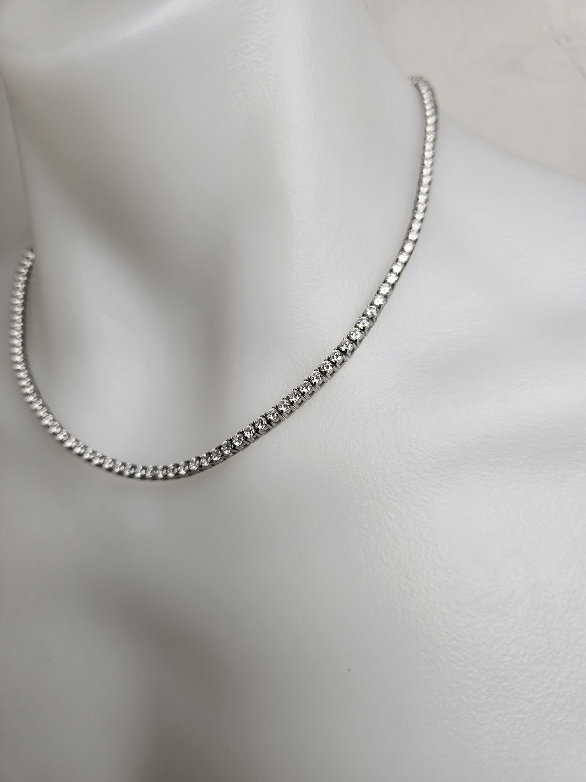 Qorn Moissanite Tennis Chain 3mm 18″ GRA Certified Flawless FL D Color 3EX Steel