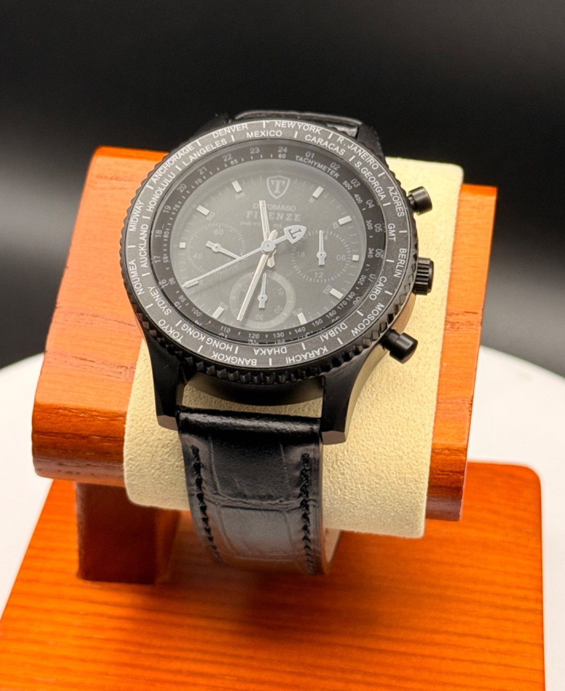 Estate Find: Detomaso Firenze DT1073-1 World Time, Retro Black Blackout, Quartz