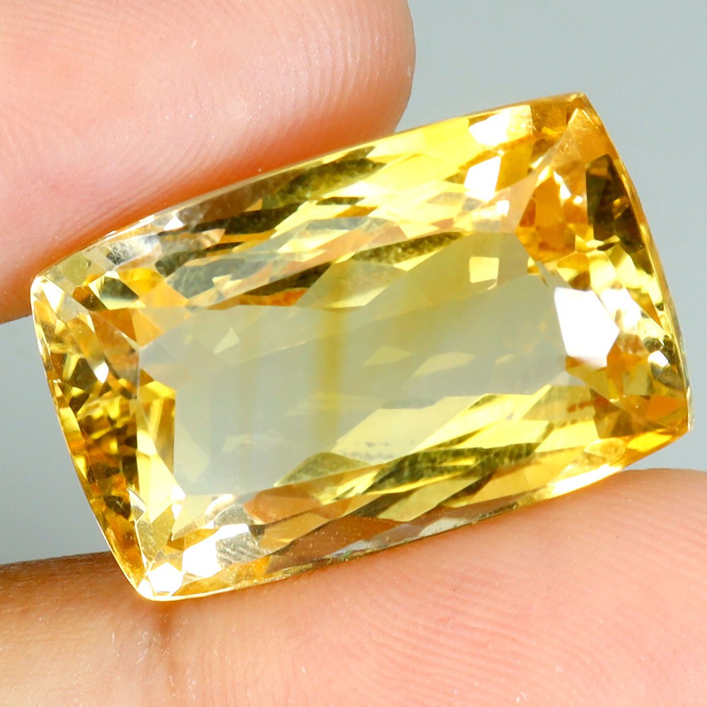 Antique Cut Natural Unheated Top Yellow Citrine Brazil 20.83ct 20x13mm Gemstone