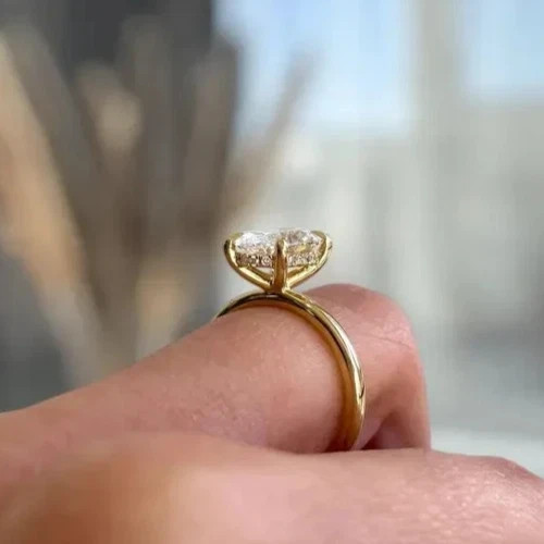 Halo Diamond Ring Oval Cut IGI Certified Lab Grown 14k Yellow Gold 3.2 Ct VVS EF
