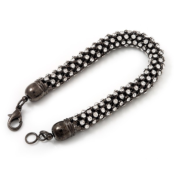 Gun Metal Diamante Bracelet – 18cm Length