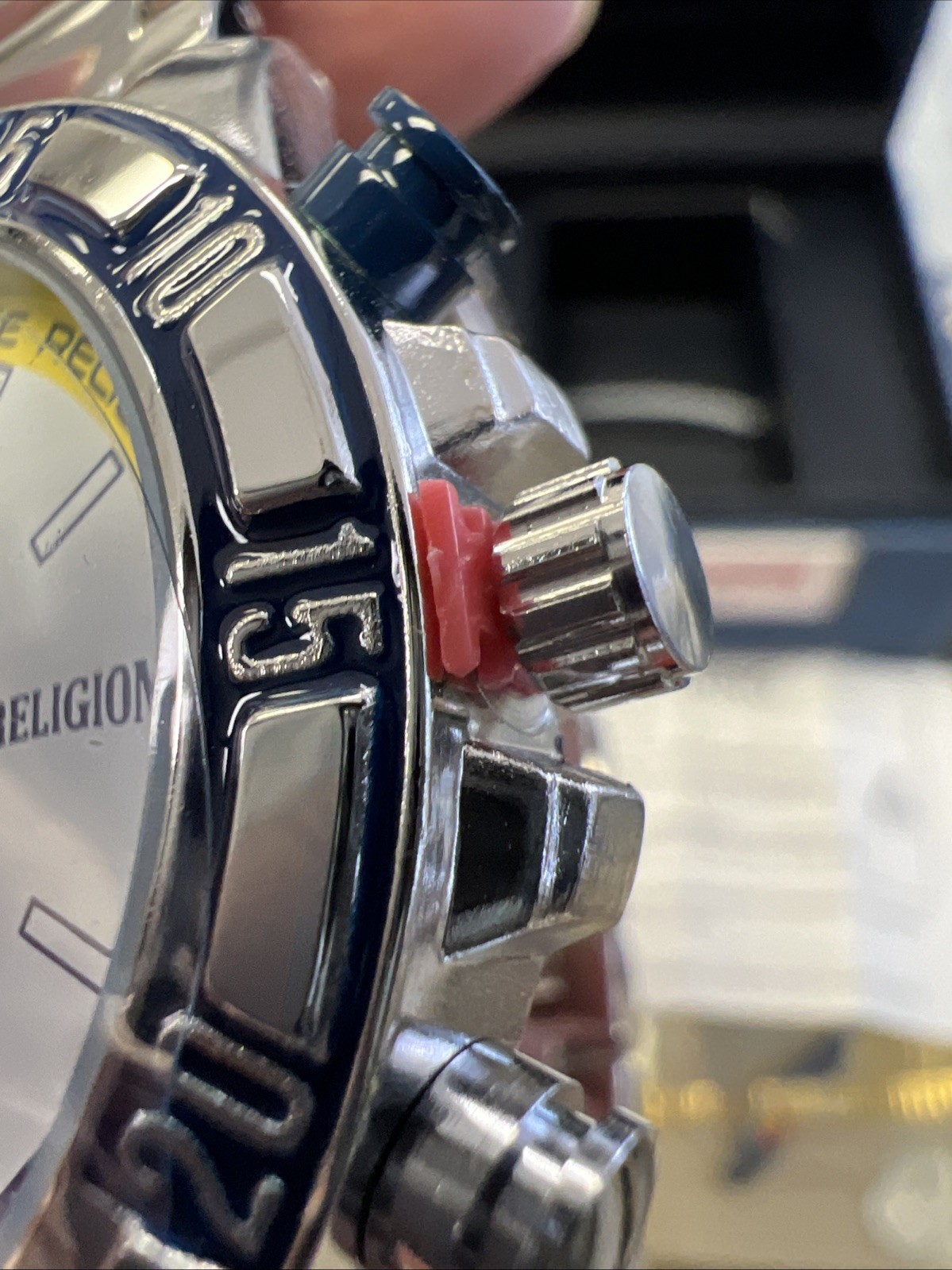 True Religion Men’s Chronograph Watch Stainless Steel White🎁Dial Quartz New Box