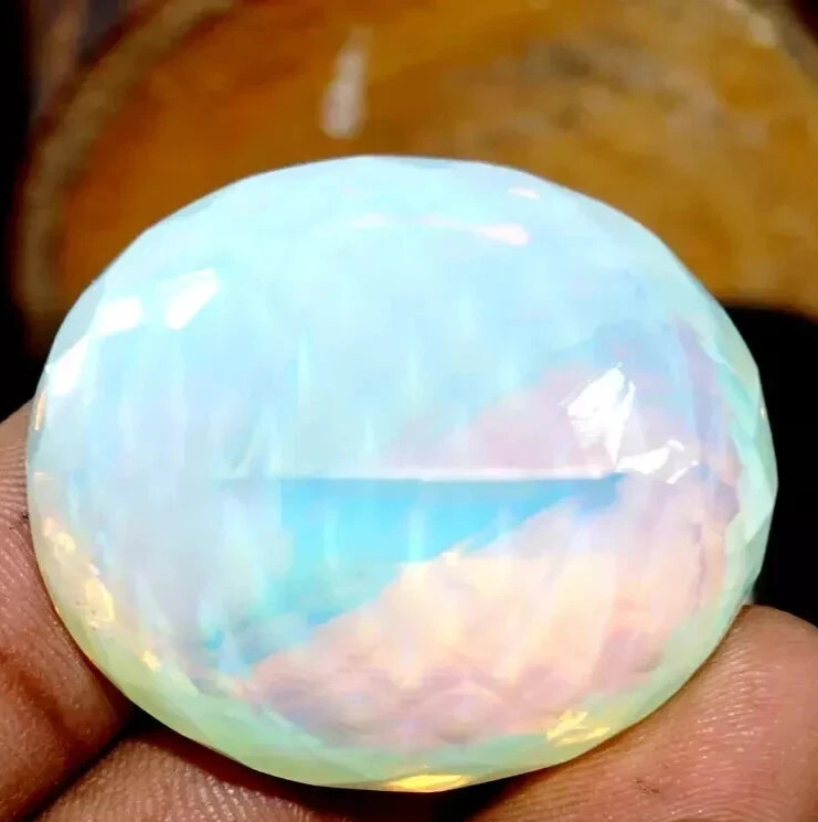 Australian Blue Opal 40.55 Ct. Square Cut Faceted Loose Gemstone Ring & Pendant