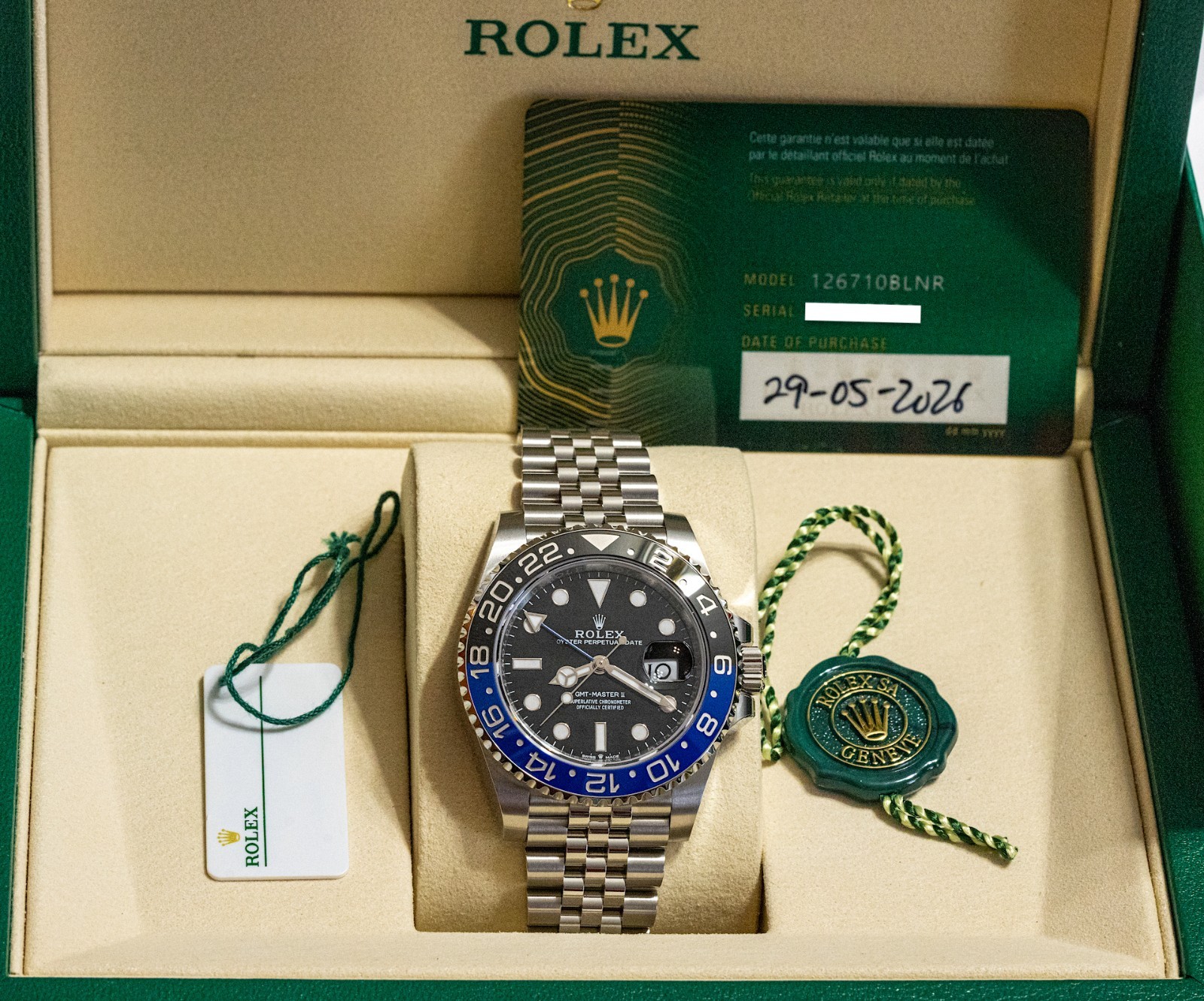2026 NEW UNWORN Rolex GMT-Master II 40 Batgirl Black/Blue Jubilee 126710BLNR
