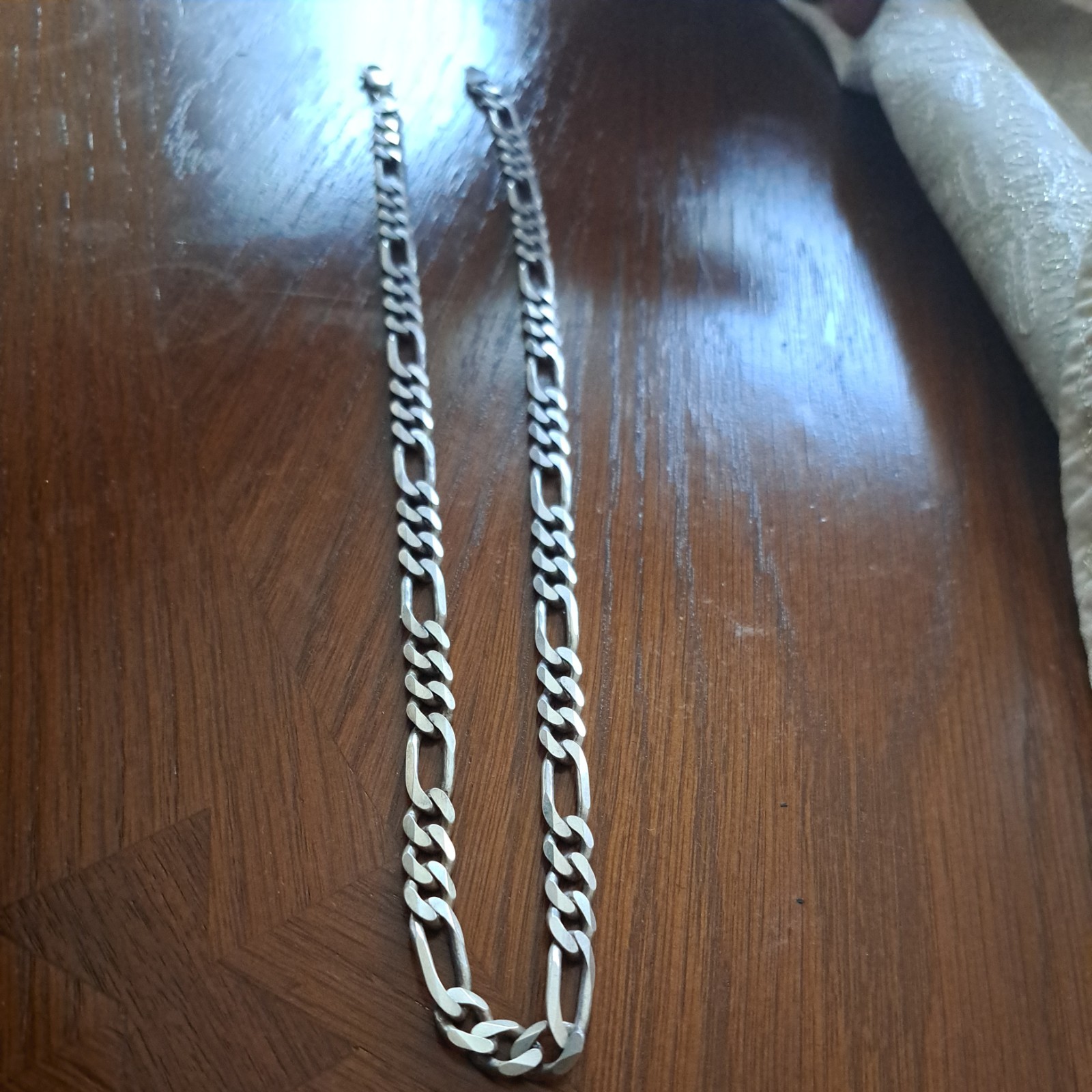 Italian Sterling Silver Men’s Figaro Necklace Heavy 52 Grams 22″