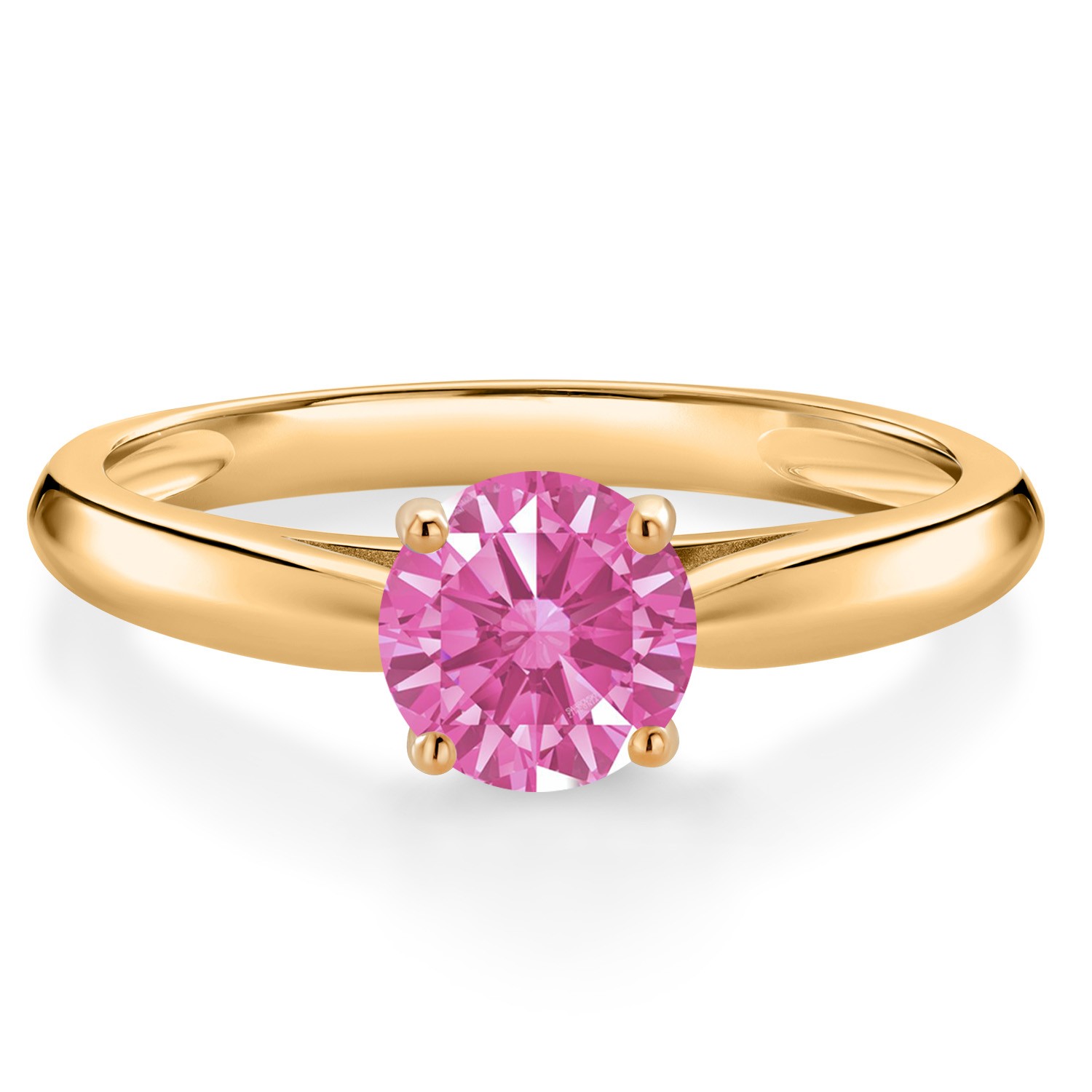 0.84 Ct Round Pink Zirconia 10K Yellow Gold Solitaire Engagement Ring