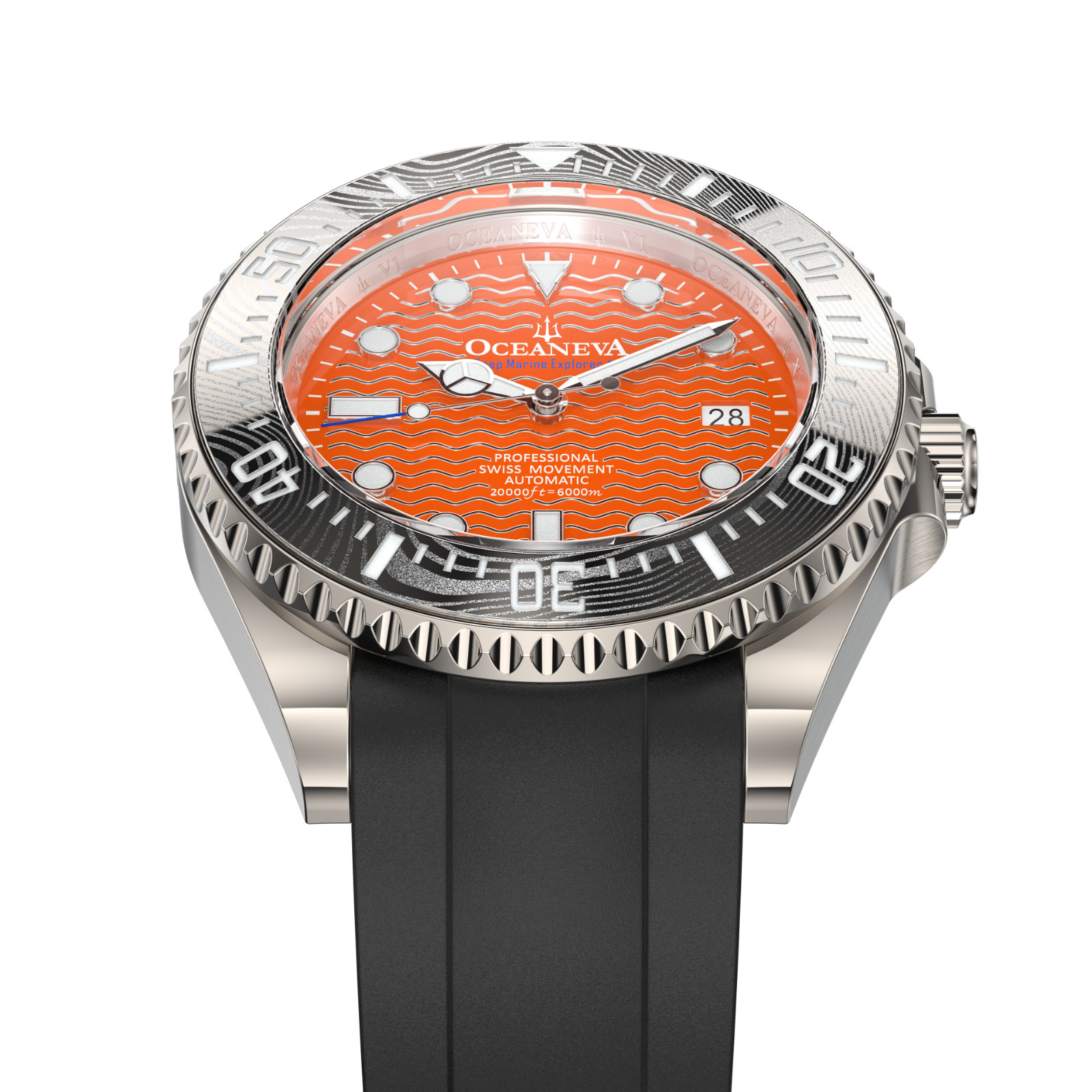 Oceaneva 6000m Grade 5 Titanium AUTOMATIC Watch SWISS MOVEMENT Orange