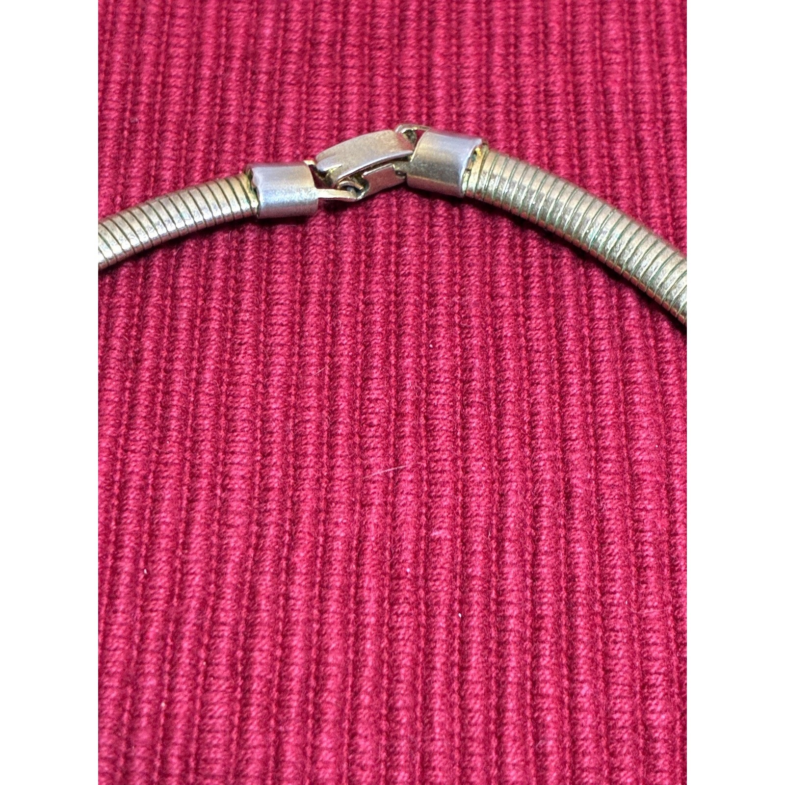 Vintage 1980s Gold Tone Flat Snake Chain Necklace | Faceted Modernist Collar 17”