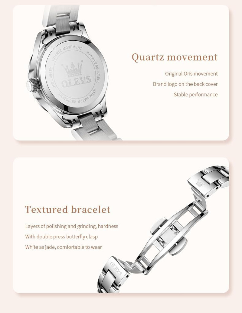 Womens Watch Elegant Dress Diamond Analog Quartz Watch Two Tone Stainless Steel