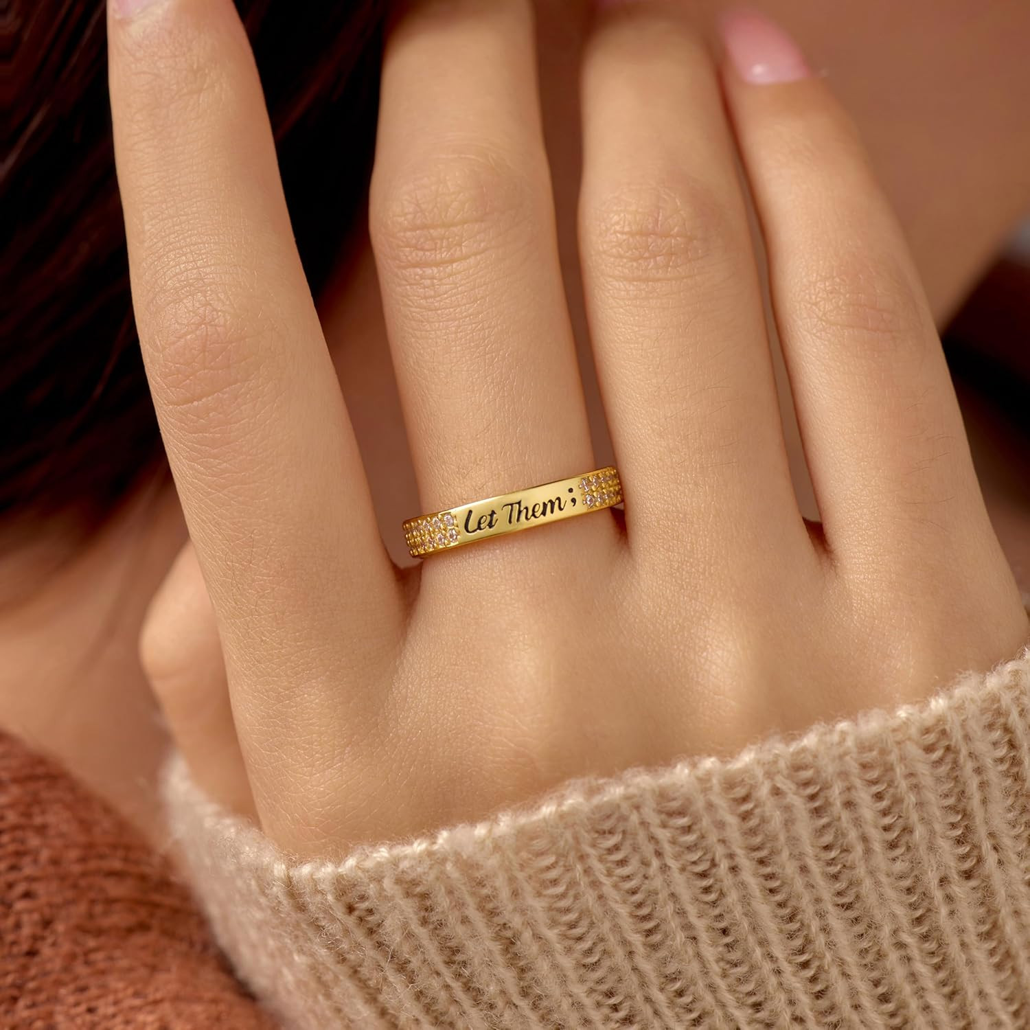 925 Sterling Silver Let Them Ring for Women Men Friendship Rings Self Worth Moti
