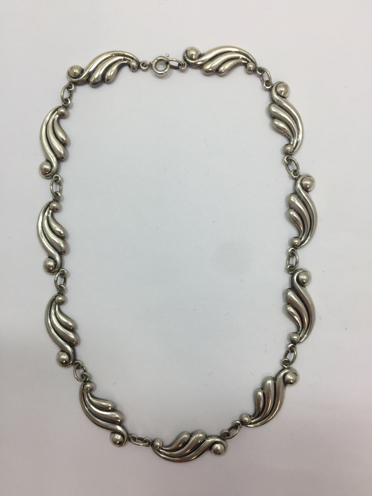 Vintage Danecraft Art Deco Chain Necklace 15 1/2 In Sterling Silver