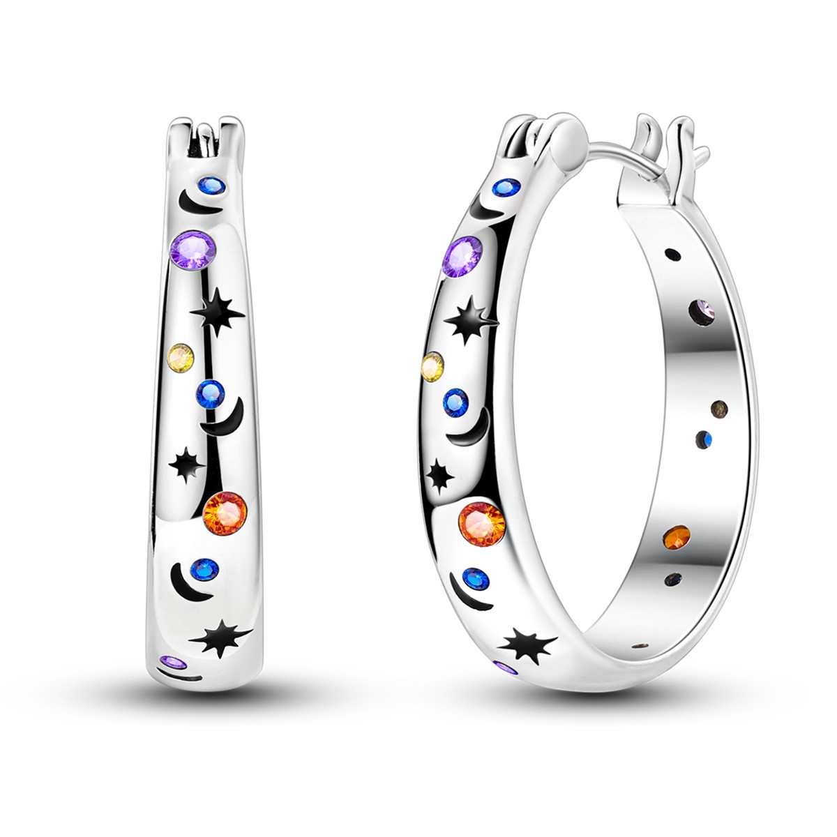 LAZA European Women Brilliant Starry Sky 925 Silver Hoop Earrings AAA CZ Jewelry
