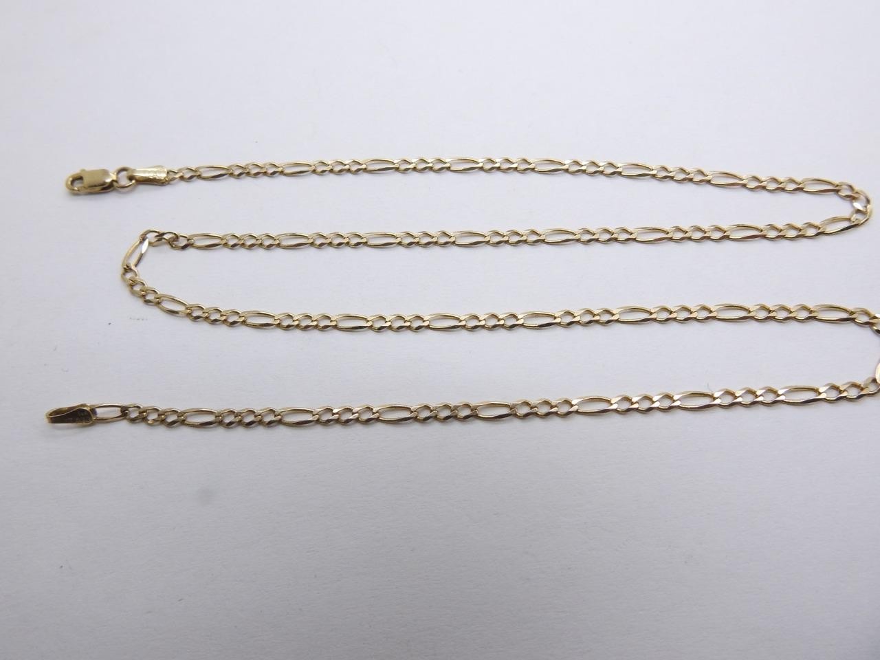 14K Solid Yellow Gold Figaro link Chain Necklace 18.5″ inch 4 Grams 2.50 mm