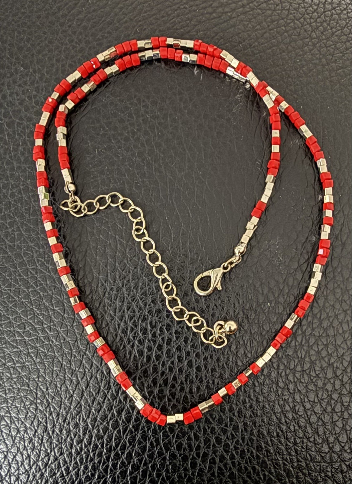 Accessorize Golden / Red Beaded Chain Necklace.