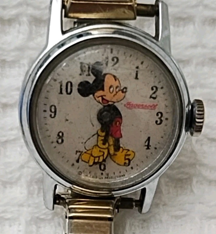 Vintage – Ingersoll Mickey Mouse Young Ladies Watch- Wind-up – For Parts Or Repa