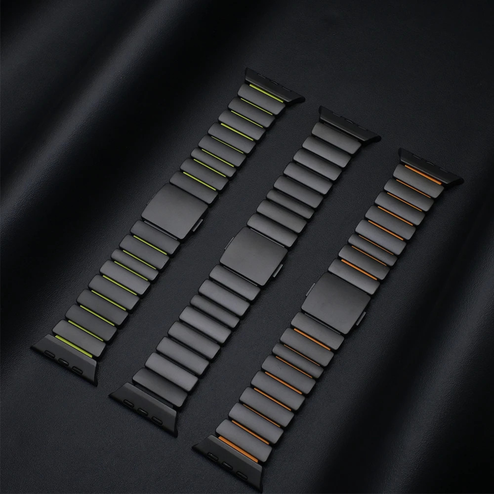 Magnetic Titanium Rubber Metal Band For Apple Watch Ultra3 49mm 11 10 9 8 7 6 SE
