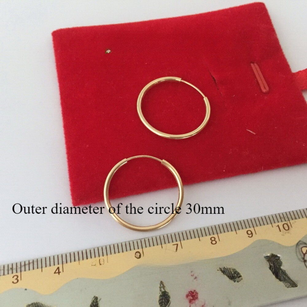 HOT 14K Yellow Gold Round Endless Hoop Earrings 1.5mm Tube Hoops Ear Rings